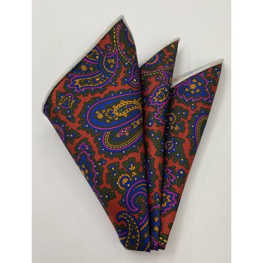 Macclesfield Madder Printed Silk Pocket Square MMPP-130