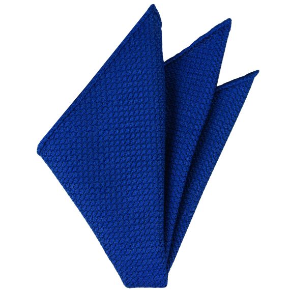 {[en]:Royal Blue Grenadine Silk Pocket Square