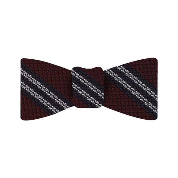 {[en]:Midnight Blue & White Stripe On Red Grenadine Bow Tie