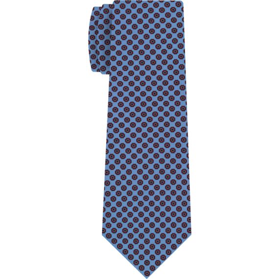 {[en]:Red, Royal Blue & Soft Pink on Sky Blue Macclesfield Print Silk Ties