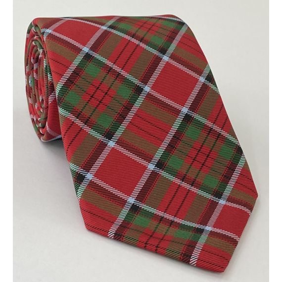 Stewart Royal Tartan Silk Tie TAT-13 Sky Blue, Black, Bottle Green & Red