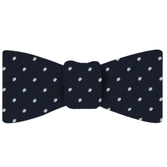 {[en]:White Dots on Dark Navy Pin-Dot Silk Bow Tie