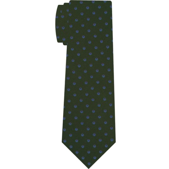 {[en]:Sky Blue & Red on Dark Green Macclesfield Print Silk Tie