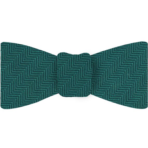 {[en]:Turquoise Herringbone Silk Bow Tie