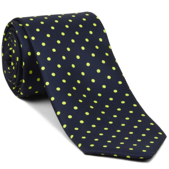 {[en]:Yellow Corn on Midnight Blue Macclesfield Printed Silk Tie