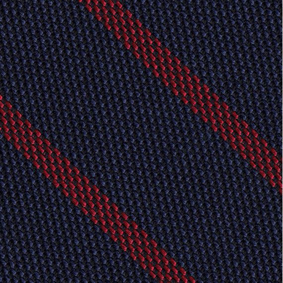 {[en]:Red on Dark Navy Blue Grenadine Fina Stripe Silk Pocket Square