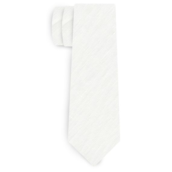 {[en]:White Belgian Linen Tie