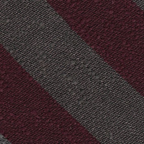 {[en]:Burgundy & Charcoal Gray Shantung Wide Stripe Silk Tie