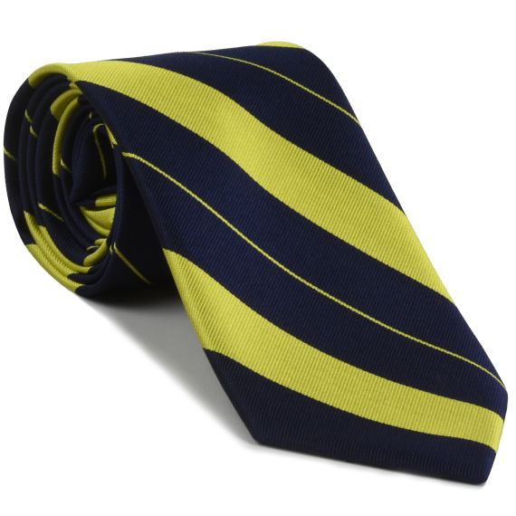 7th Queens Own Hussars Silk Tie RGT-49B Corn Yellow on Dark Navy Blue