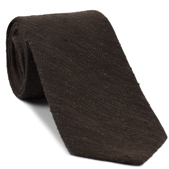 {[en]:Chocolate Shantung Solid Silk Tie