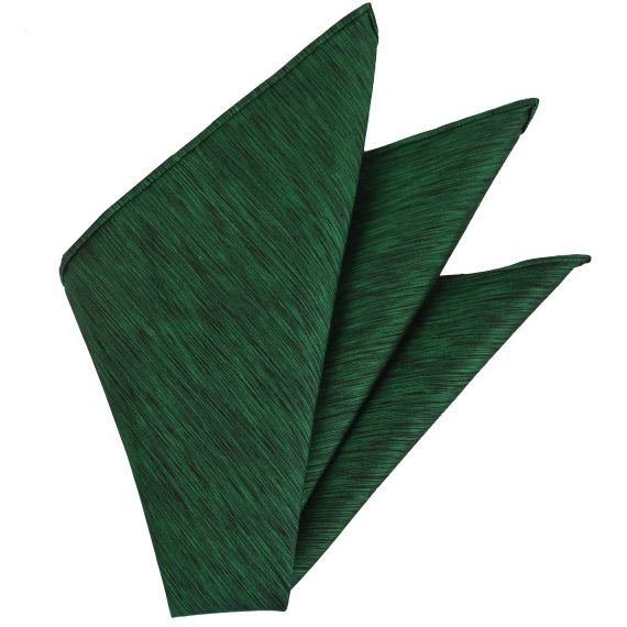 Thai Saiphone Forest Green & Black Silk Pocket Square #14