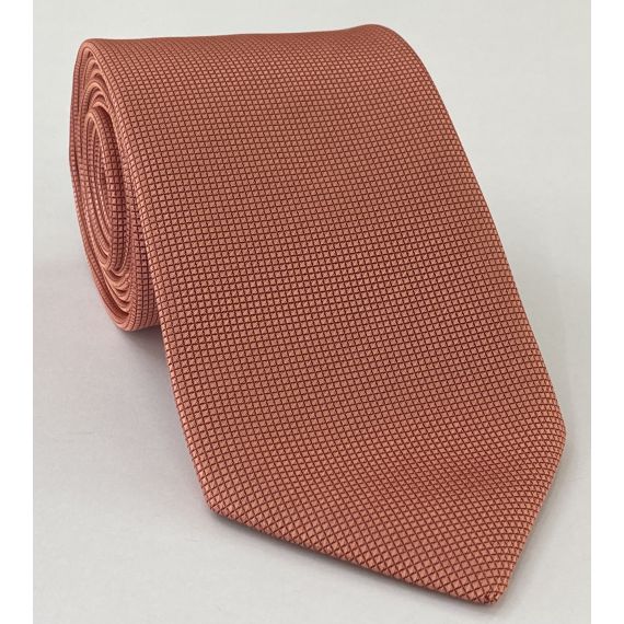 Salmon Diamond Weave Silk Tie DT-17