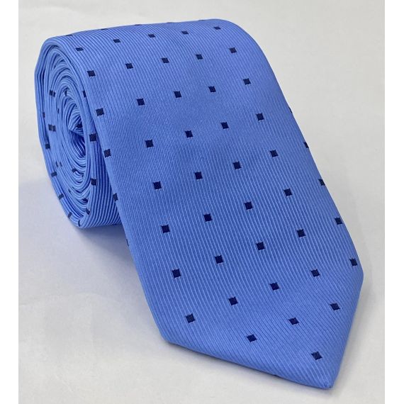 Midnight Blue on Powder Blue English Geometric Silk Tie EGT-24