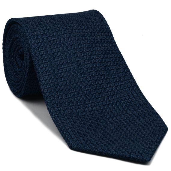 {[en]:Soft Navy Blue Grenadine Grossa Silk Tie