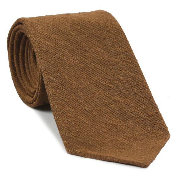 {[en]:Burnt Orange Shantung Solid Silk Tie