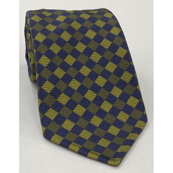 Navy Blue, Dark Olive Green & Olive Green English Geometric Silk Tie EGT-12