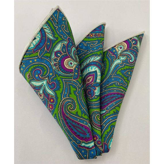 Macclesfield Printed Silk Pocket Square MCP-742