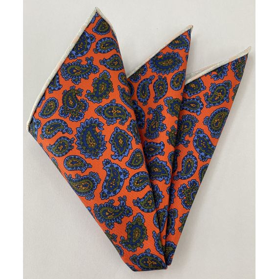 Macclesfield Madder Printed Silk Pocket Square MMPP-114