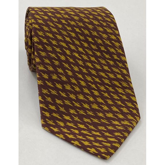 Gold on Burgundy Mudmee Silk Tie MUT-2