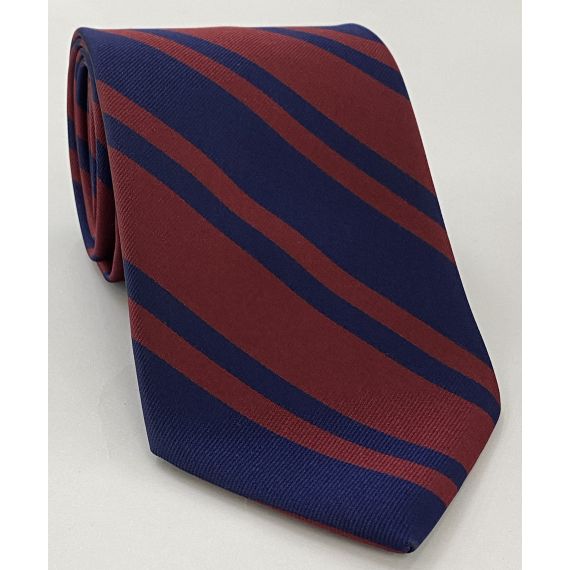 Royal Engineers Stripe Silk Tie RGT-2  Dark Red & Dark Navy Blue