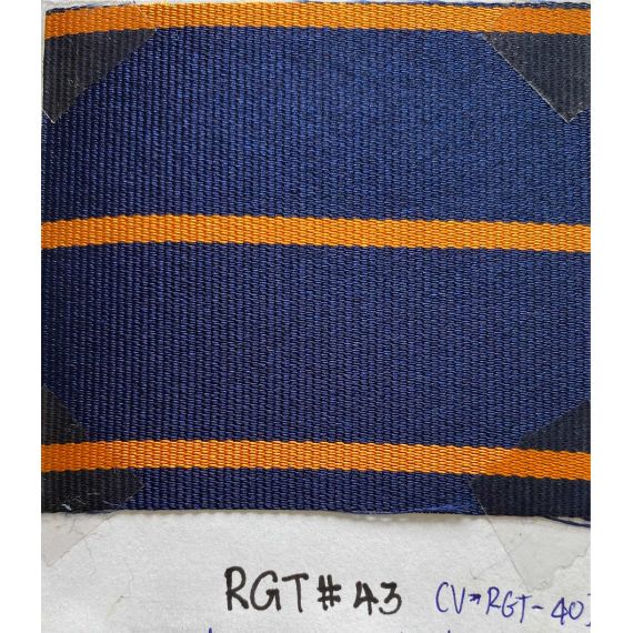 The Royal Sussex 4th Battlion Stripe Silk Tie RGT-43 Orange on midnight blue