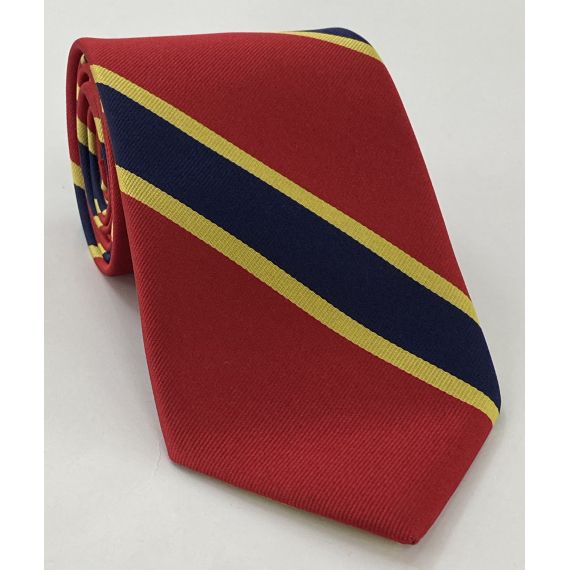 Navy Blue & Yellow Gold on Red Trad Special Stripe Silk Tie RST-4