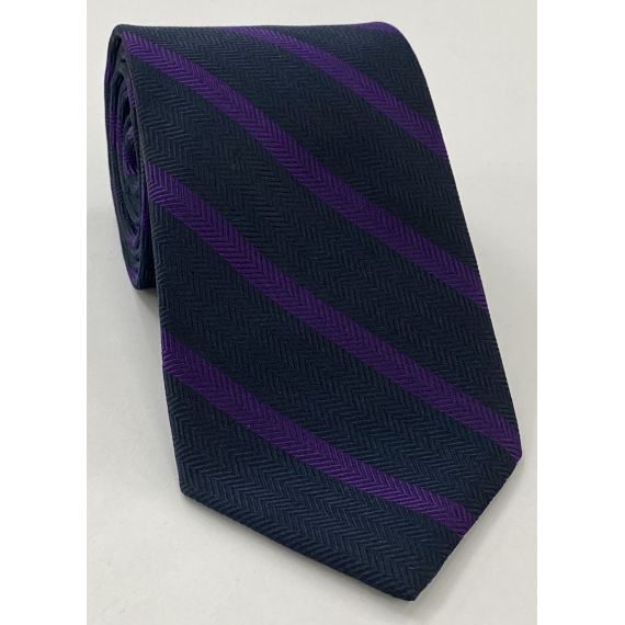 Purple on Midnight Blue Striped Silk Tie SST-13