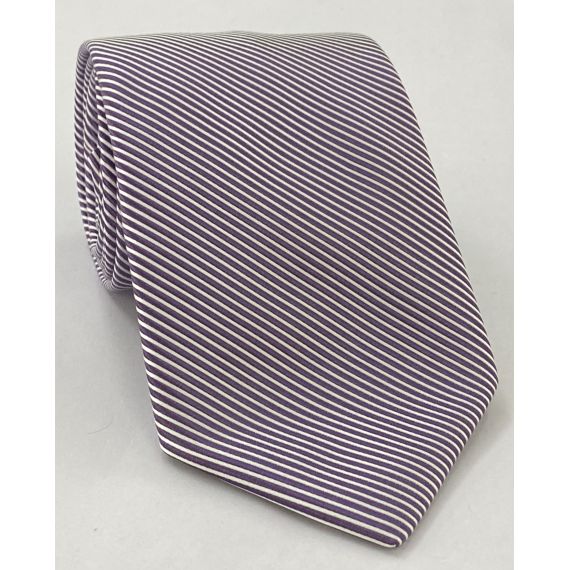 Lavender & White Striped Silk Tie SST-24