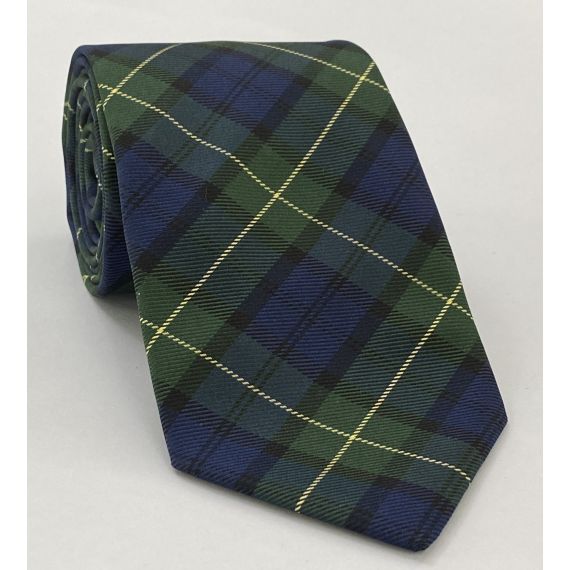 Forbes Tartan Silk Tie TAT-9  Dark Navy Blue, Black, Light Yellow & Forest Green