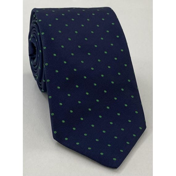 Celtic Green Dots on Midnight Blue Pin-Dot Silk Tie #EPDT-13