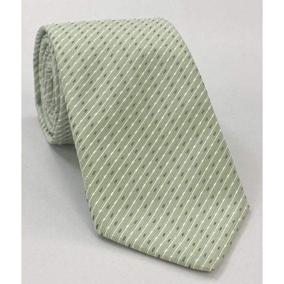 White & Gray on Light Mint Green Pattern Silk Tie EPT-25