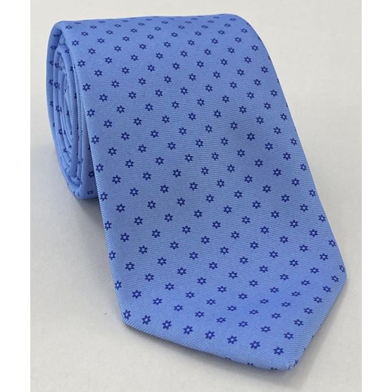 Dark Blue on Sky Blue Macclesfield Print Silk Tie MCT-248