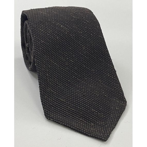 Dark Chocolate Shantung Grenadine Fina Silk Tie SHFT-11