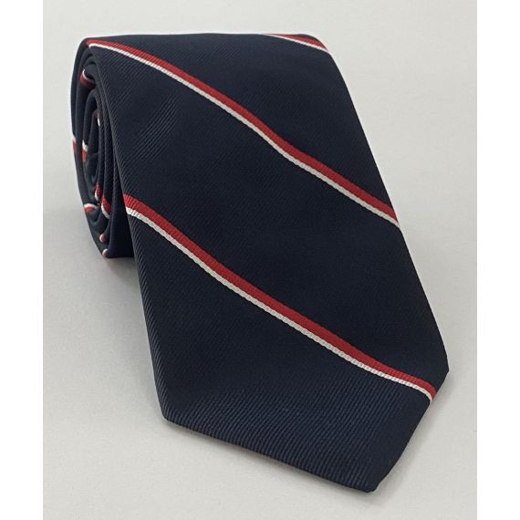 Royal Navy Stripe Silk Tie RGT-20 Red & White on Midnight Blue