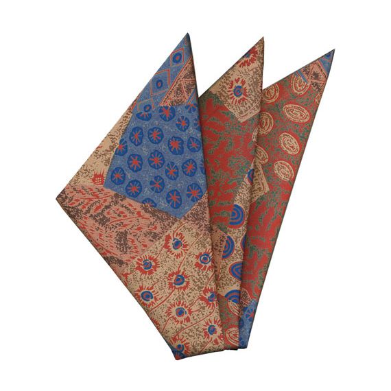 {[en]:Thai Printed Silk Pocket Square